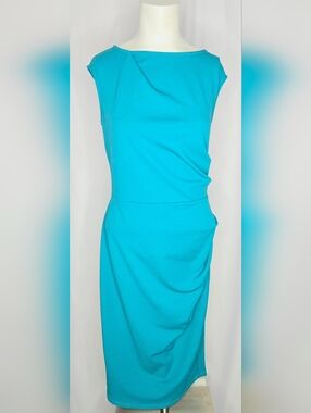 Miusol Teal Asymmetrical Bodycon Formal Sheath Dress - Size M